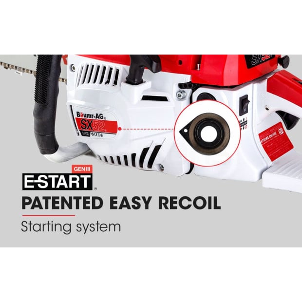 52cc Petrol Commercial Chainsaw 20inch Bar E-start Chain Saw Image 2