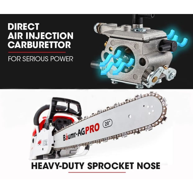 52cc Petrol Commercial Chainsaw 20inch Bar E-start Chain Saw Image 7