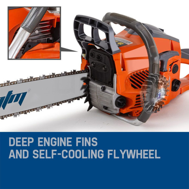 Chainsaw Petrol Commercial 20in Bar E-start Tree Pruning Chain Saw Image 3