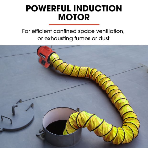 200mm (8in) Portable Air Blower Mover Axial Ventilation Extraction Fan Image 2