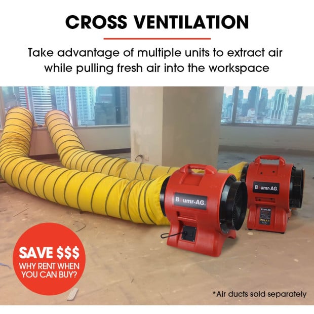 200mm (8in) Portable Air Blower Mover Axial Ventilation Extraction Fan Image 3