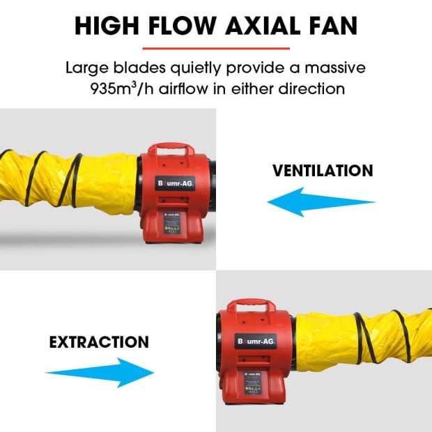 200mm (8in) Portable Air Blower Mover Axial Ventilation Extraction Fan Image 4