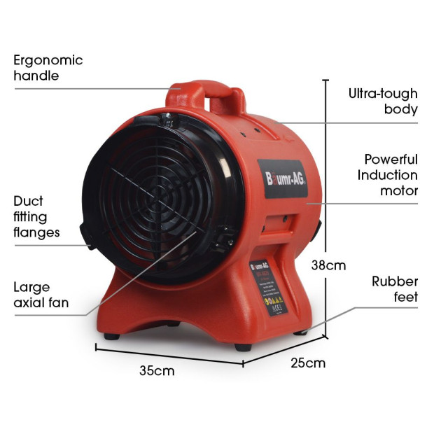 200mm (8in) Portable Air Blower Mover Axial Ventilation Extraction Fan Image 6