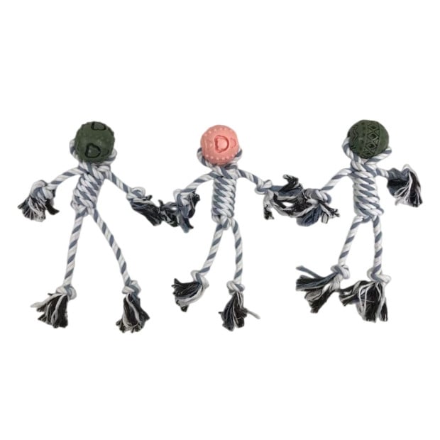3x Pet Puppy Dog Toy Play Toy Rubber Ball Knotted Rope