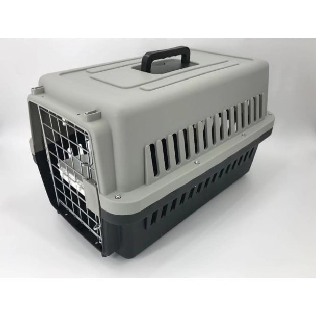 Medium Dog Cat Crate Pet Carrier Airline Cage With Bowl & Tray-black Image 2