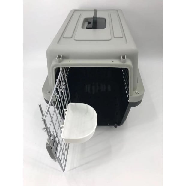 Medium Dog Cat Crate Pet Carrier Airline Cage With Bowl & Tray-black Image 4