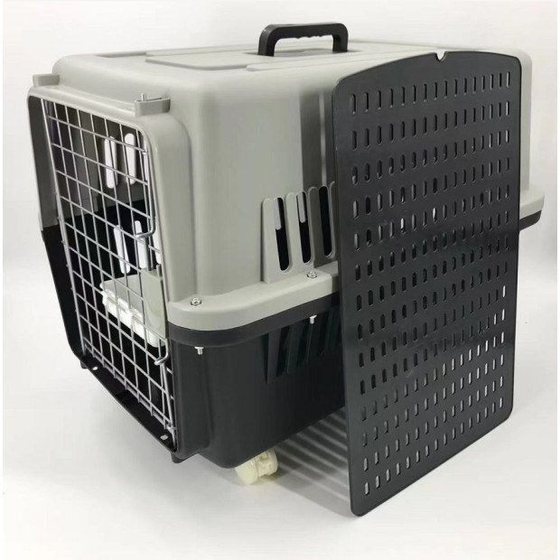 Large Dog Cat Crate Pet Carrier Rabbit Airline Cage - Grey