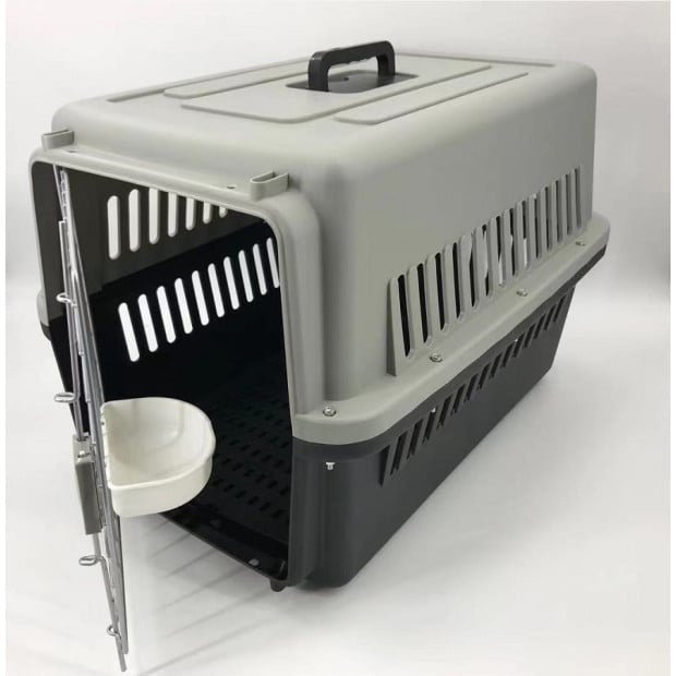 Large Dog Cat Crate Pet Carrier Rabbit Airline Cage - Grey Image 3