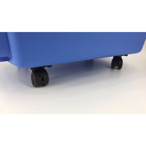 Blue Large Dog Puppy Cat Crate Pet Carrier Cage w/ Tray Bowl & Wheel Image 3
