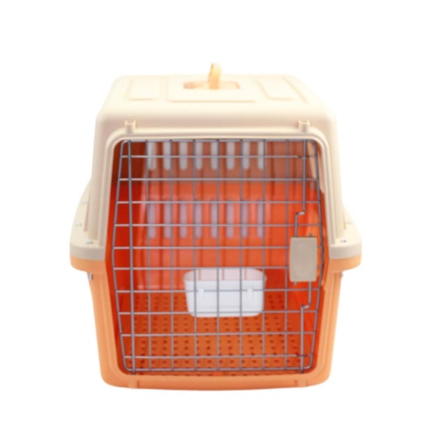 Large Dog Crate Pet Carrier Rabbit Airline Cage w/ Tray & Bowl Orange Image 3