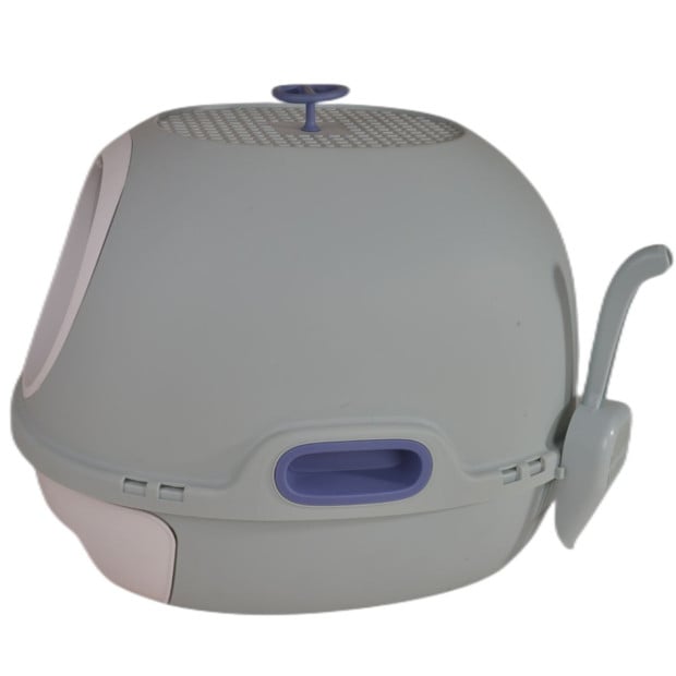 Hooded Cat Toilet Litter Box Tray House With Drawer And Scoop Blue Image 2