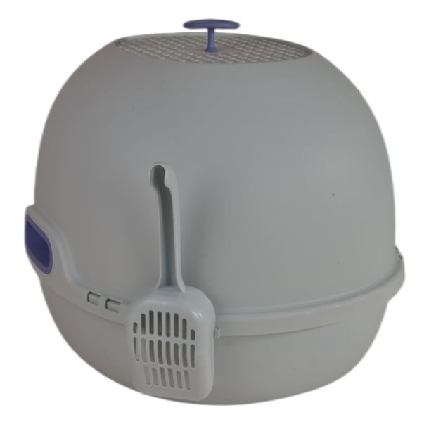 Hooded Cat Toilet Litter Box Tray House With Drawer And Scoop Blue Image 3