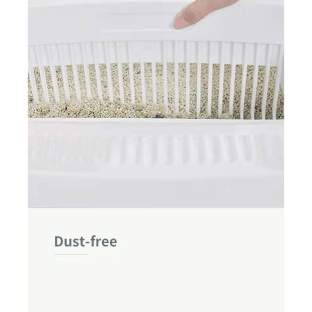 Large Cat Litter Tray Box Kitty Toilet Rack Scoop Cleaning Box White Image 4