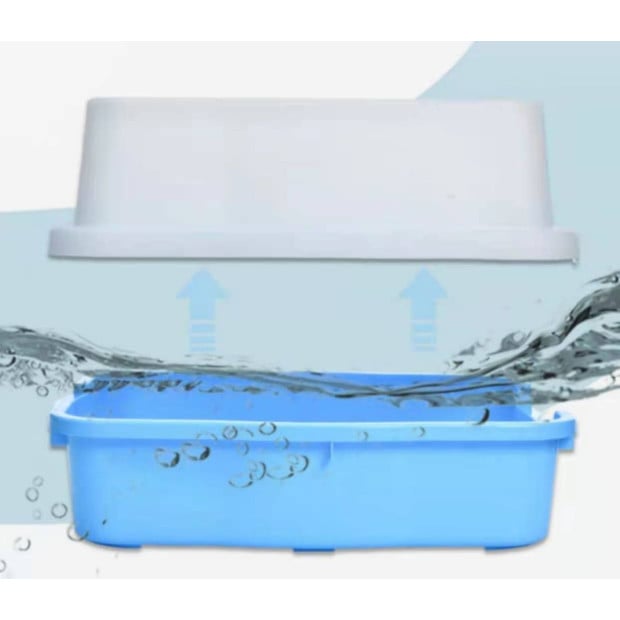 Large Deep Cat Kitty Litter Tray Pet Toilet Tray With Scoop Blue Image 3