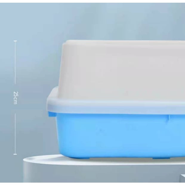 Large Deep Cat Kitty Litter Tray Pet Toilet Tray With Scoop Blue Image 4