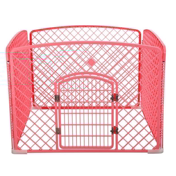 4 Panel Plastic Pet Pen Foldable Fence Dog Enclosure With Gate Pink
