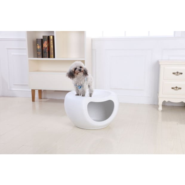 Cat Bed Cave Dog House Kennel Plastic Pet Pod Bedding Igloo White Image 4