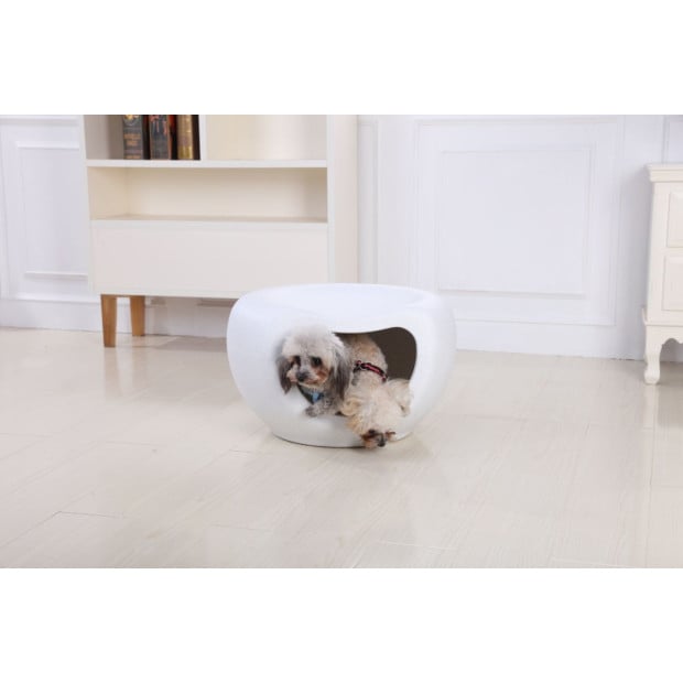 Cat Bed Cave Dog House Kennel Plastic Pet Pod Bedding Igloo White Image 5