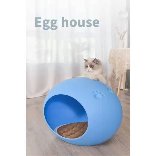 Medium Cave Cat Kitten Box Igloo Cat Bed House Dog Puppy House-blue Image 3