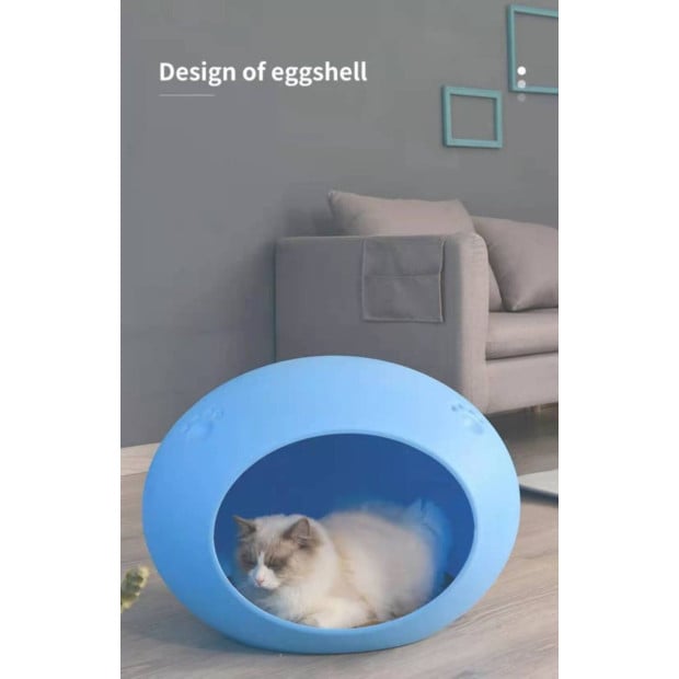 Medium Cave Cat Kitten Box Igloo Cat Bed House Dog Puppy House-blue Image 4