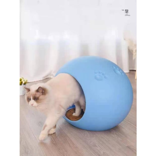 Medium Cave Cat Kitten Box Igloo Cat Bed House Dog Puppy House-blue Image 8