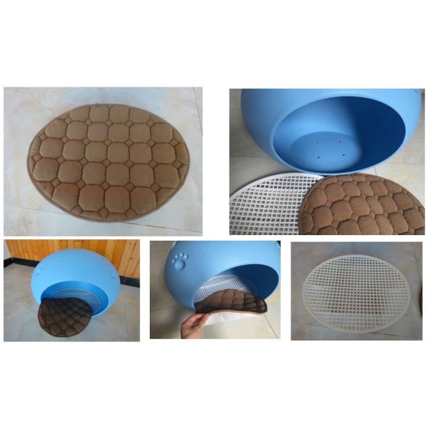 Medium Cave Cat Kitten Box Igloo Cat Bed House Dog Puppy House-blue Image 9