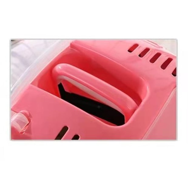 Small Portable Travel Dog Cat Crate Pet Carrier Cage w/ Mat Pink Image 2