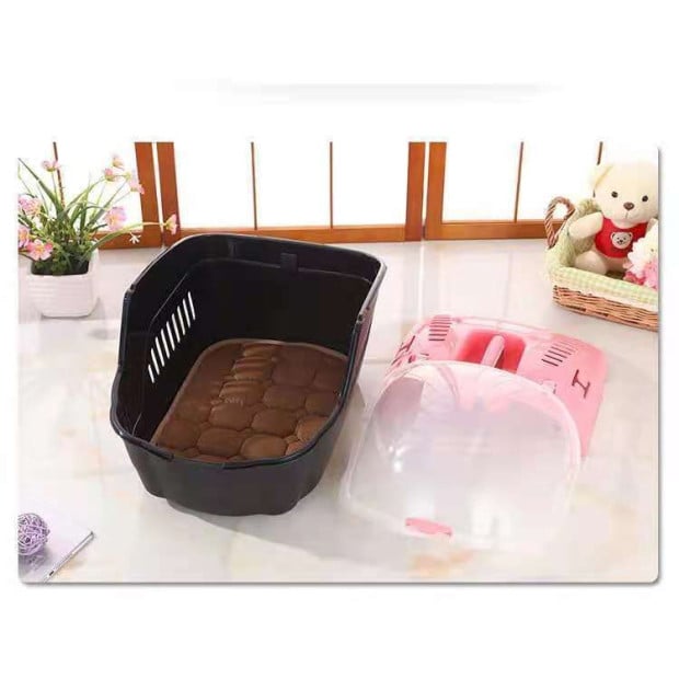 Small Portable Travel Dog Cat Crate Pet Carrier Cage w/ Mat Pink Image 6