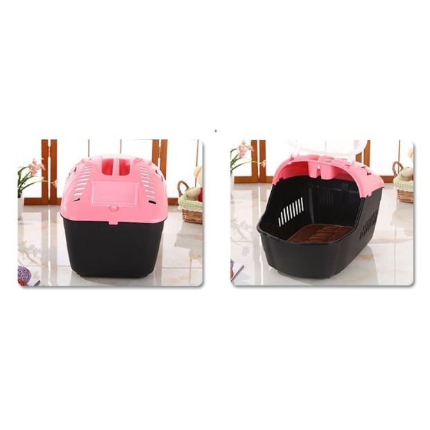 Small Portable Travel Dog Cat Crate Pet Carrier Cage w/ Mat Pink Image 9