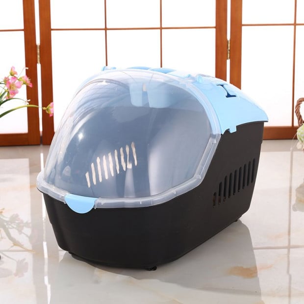 Portable Travel Dog Cat Crate Pet Carrier Comfort Mat Blue Medium