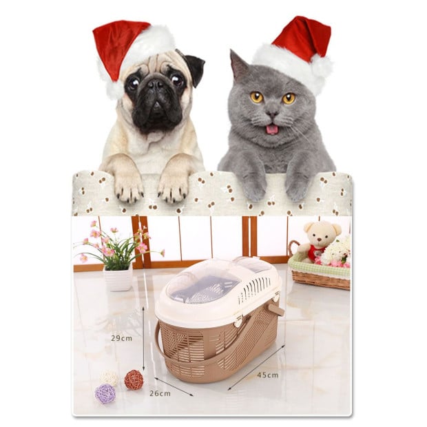 Small Dog Cat Crate Pet Rabbit Guinea Pig Carrier Cage Mat-brown Image 2