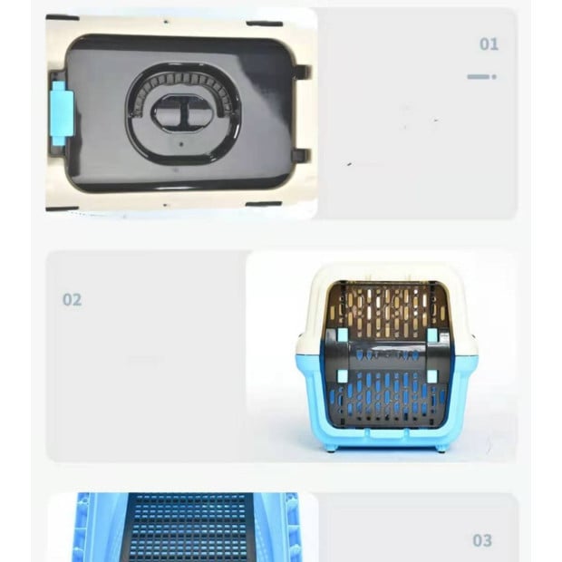 Large Dog Cat Crate Pet Rabbit Carrier Travel Cage Tray Blue Image 5