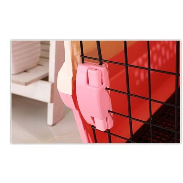 Portable Plastic Dog Cat Pet Pets Carrier Travel Cage With Tray Pink Image 2