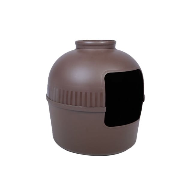 Multifunctional Cat Litter Box Pet Cat House Semi-enclosed Brown Image 2