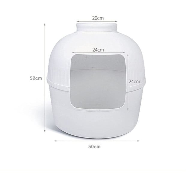 Multifunctional Cat Litter Box Pet Cat House Semi-enclosed White Image 8