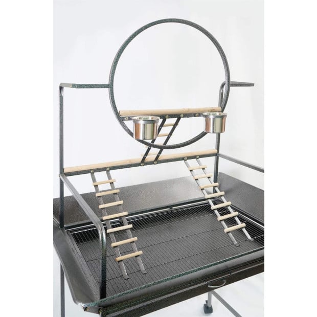 Large Bird Cage Parrot Playpen Gym Toy Stand With Ladder On Wheels Image 2