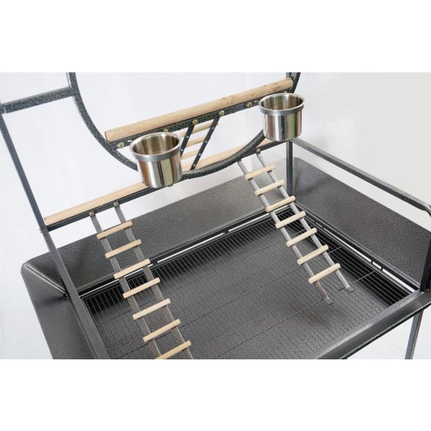 Large Bird Cage Parrot Playpen Gym Toy Stand With Ladder On Wheels Image 3