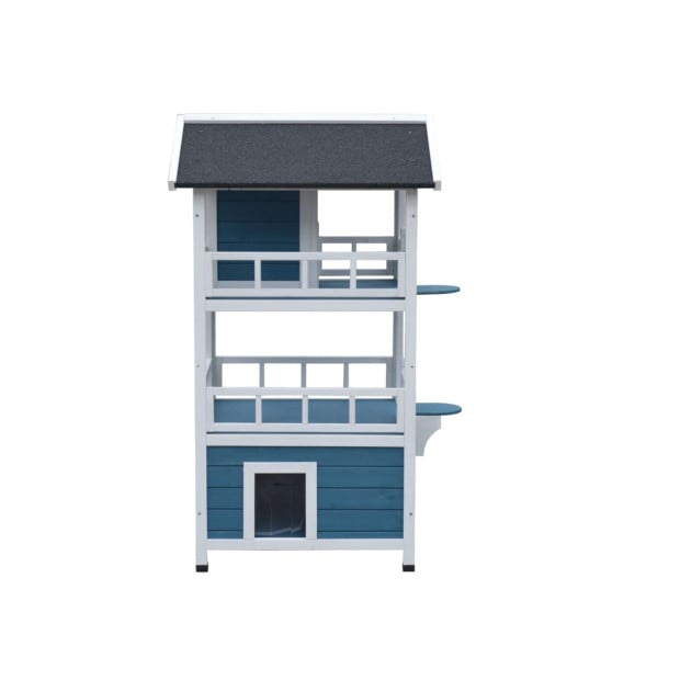 Double Story Cat Shelter Condo With Escape Door Rainproof Kitty House Image 2