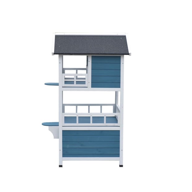 Double Story Cat Shelter Condo With Escape Door Rainproof Kitty House Image 3