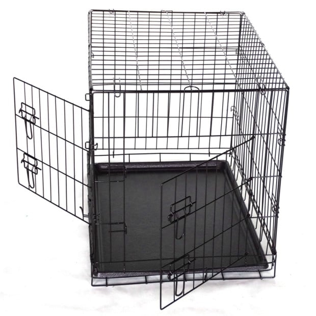 48in Collapsible Metal Dog Puppy Crate Cat Rabbit Cage With Cover Blue Image 4