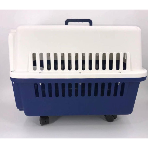 Dog Puppy Cat Crate Pet Carrier Cage w/ Tray Bowl Wheels - Navy XXL Image 3