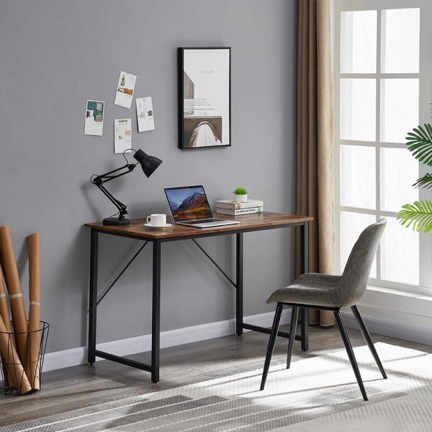 Computer Desk Sturdy Home Office Desk Laptop Writing Table Chestnut Image 2