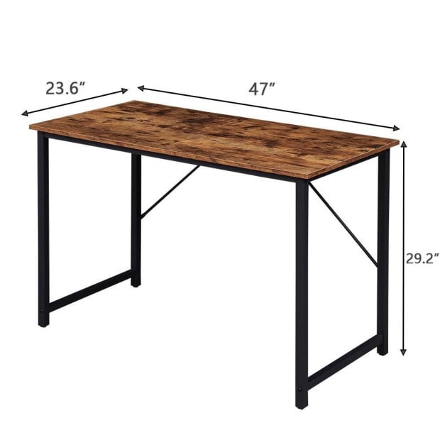 Computer Desk Sturdy Home Office Desk Laptop Writing Table Chestnut Image 3