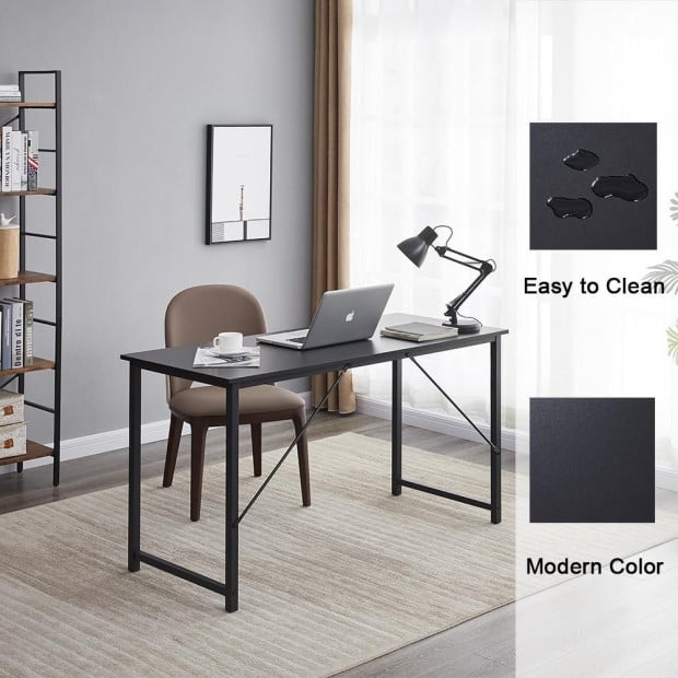 Computer Desk Sturdy Home Office Gaming Writing Table - Black Image 5