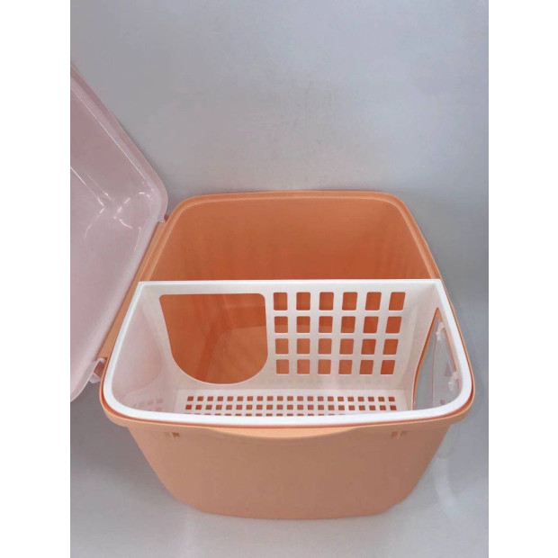 XL Portable Cat Toilet Litter Box Tray With Handle And Scoop Brown Image 3