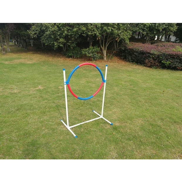 Portable Adjustable Dog Puppy Training Practice Jump Tyre Agility Post 74x60x103 cm