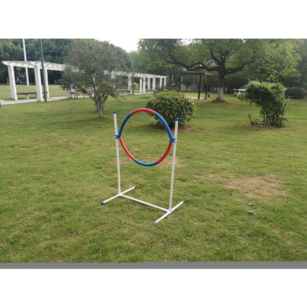 Portable Adjustable Dog Puppy Training Practice Jump Tyre Agility Post 74x60x103 cm Image 2
