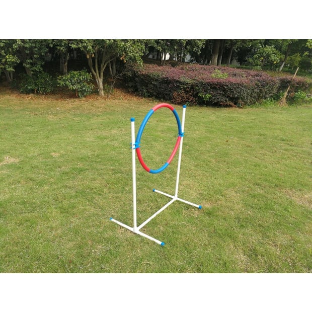 Portable Adjustable Dog Puppy Training Practice Jump Tyre Agility Post 74x60x103 cm Image 3