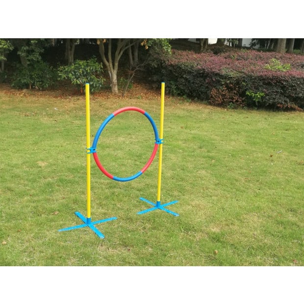 Portable Adjustable Dog Puppy Training Practice Jump Tyre Agility Post 74x50x121 cm Image 3