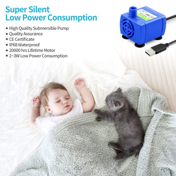 Grey Ceramic Electric Pet Water Fountain Dog Cat Feeder Bowl Dispenser Image 4